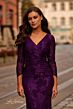 La Femme 32491 Three-Quarter Sleeve Ruched Lace Dress