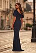 La Femme 32495 Flutter Sleeve V-Neck Dress