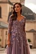 La Femme 32538 Illusion Sleeve Lace Applique A-Line Dress