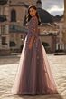 La Femme 32538 Illusion Sleeve Lace Applique A-Line Dress