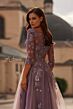 La Femme 32538 Illusion Sleeve Lace Applique A-Line Dress