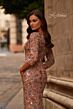 La Femme 32613 Beaded Long Sleeve V-Neck Dress