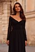 La Femme 32722 Ruched Bodice Off The Shoulder A-Line Dress