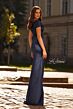 La Femme 33128 Ruched Bodice Portrait Neck Dress