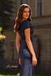 La Femme 33128 Ruched Bodice Portrait Neck Dress