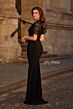 La Femme 33133 Lace Sleeve Queen Anne Neck Dress
