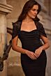 La Femme 33133 Lace Sleeve Queen Anne Neck Dress