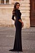 La Femme 33135 Queen Anne Neck Three-Quarter Sleeve Dress