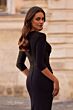 La Femme 33135 Queen Anne Neck Three-Quarter Sleeve Dress