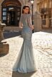 La Femme 31799 Dusty Blue Sweetheart Neckline Dress