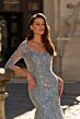 La Femme 31799 Dusty Blue Sweetheart Neckline Dress