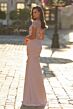 La Femme 32737 Dusty Pink Illusion Neckline Short Sleeve Dress