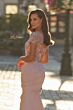 La Femme 32737 Dusty Pink Illusion Neckline Short Sleeve Dress