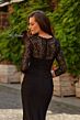 La Femme 33147 Black Lace Three-Quarter Sleeve Dress