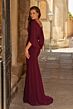 La Femme 33148 Dark Berry Jewel Neckline Drape Dress