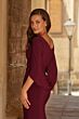 La Femme 33148 Dark Berry Jewel Neckline Drape Dress