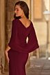 La Femme 33148 Dark Berry Jewel Neckline Drape Dress