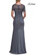 La Femme 33161 Black Sweetheart Neck Short Sleeve Dress