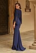 La Femme 33215 Navy Queen Anne Neckline Dress