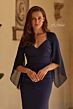 La Femme 33215 Navy Queen Anne Neckline Dress
