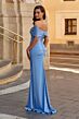 La Femme 33220 Smoky Blue Off The Shoulder Dress