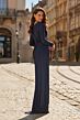 La Femme 33310 Navy Long Sleeve Hotfix Dress
