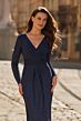 La Femme 33310 Navy Long Sleeve Hotfix Dress