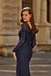 La Femme 33311 Navy Square Neckline Hotfix Dress