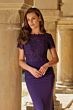 La Femme 33331 Eggplant Purple Bateau Neck Short Sleeve Dress