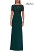 La Femme 33331 Eggplant Purple Bateau Neck Short Sleeve Dress