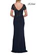 La Femme 33332 Silver Beaded Bodice Short Sleeve Dress