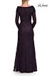La Femme 33333 Navy Portrait Neckline Lace Dress