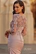 La Femme 33335 Dusty Mauve Illusion V-Neckline Dress
