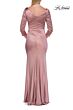 La Femme 33408 Midnight Three-Quarter Sleeve Satin Dress