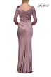 La Femme 33408 Midnight Three-Quarter Sleeve Satin Dress