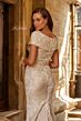 La Femme 33428 Nude Surplice Bodice Jacquard Dress