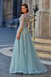 La Femme 33536 Dusty Blue Three-Quarter Sleeve Dress