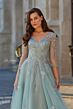 La Femme 33536 Dusty Blue Three-Quarter Sleeve Dress