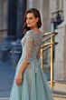 La Femme 33536 Dusty Blue Three-Quarter Sleeve Dress