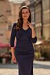 La Femme 33540 Navy Three-Quarter Sleeve Dress