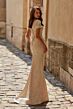La Femme 33598 Square Neckline Brocade Dress