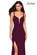 La Femme 27072 Figure-Hugging Side-Slit Strappy Back Dress