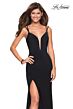 La Femme 27072 Figure-Hugging Side-Slit Strappy Back Dress