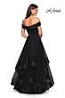 La Femme 27224 Foldover Off-The-Shoulder Neckline A-Line Dress