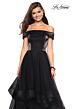 La Femme 27224 Foldover Off-The-Shoulder Neckline A-Line Dress