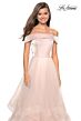 La Femme 27224 Foldover Off-The-Shoulder Neckline A-Line Dress