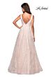 La Femme 27325 Floral Skirt Plunging Neckline Dress