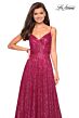 La Femme 27747 Ruched Bodice Spaghetti Straps Dress