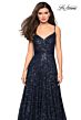 La Femme 27747 Ruched Bodice Spaghetti Straps Dress