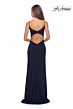 La Femme 28079 Cutout Back Faux Wrap Dress